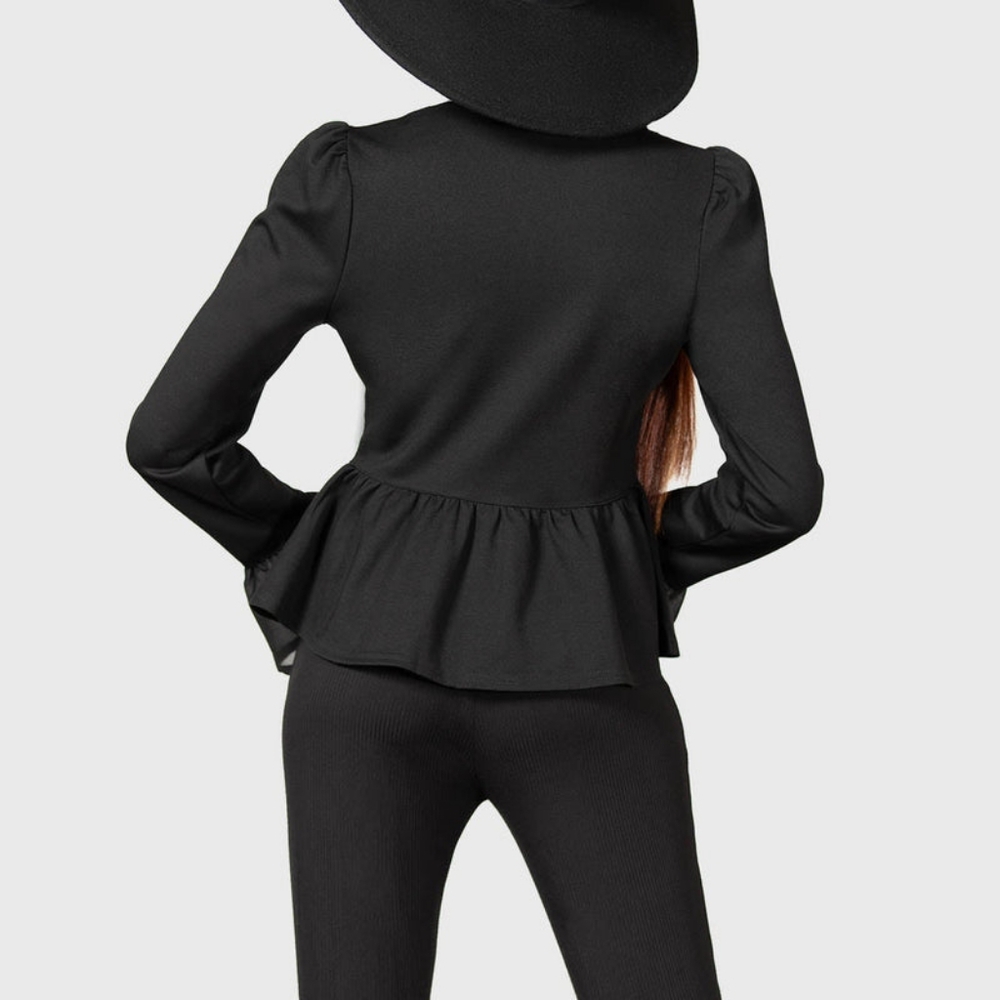 Killstar black button-down shirt with bell sleeves - Picture 2 of 11